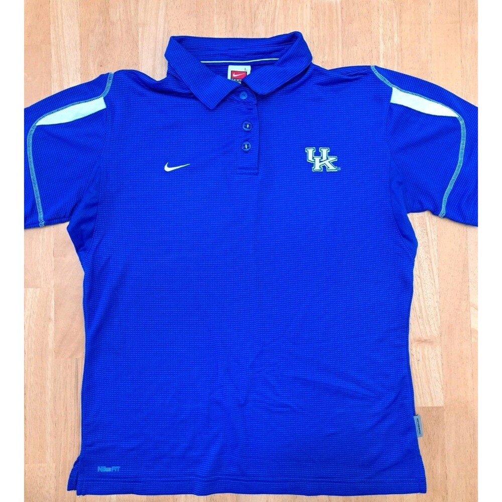 Nike Dry Fit University of Kentucky Polo Shirt UK Blue Women's Size Large